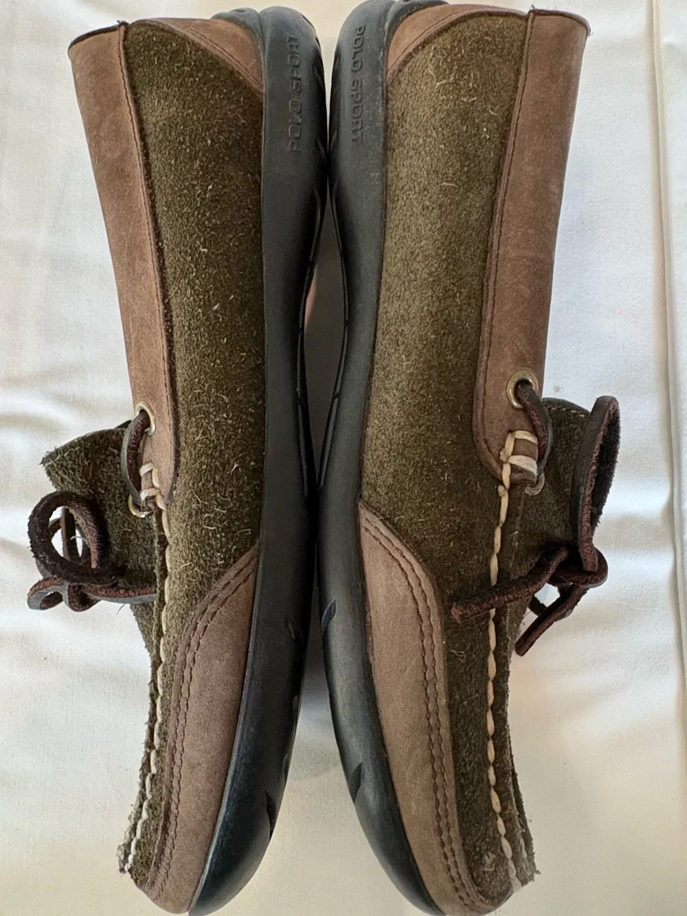 Polo by Ralph Lauren Olive Brown Suede Moccasin Loafers